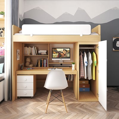 【HoCHEN】舒寢 日式風木紋 高架組合床 書桌 / 衣櫃 /上床下桌 【禾辰家具】8