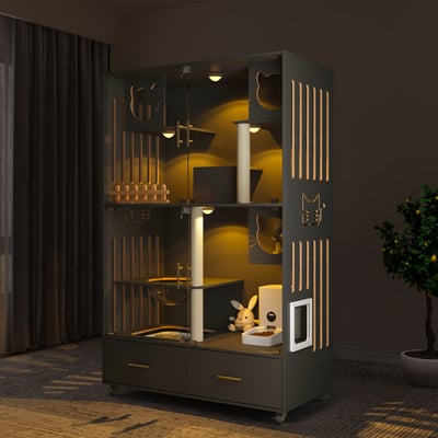 【HoCHEN】寵物系列 磨砂時光豪華別墅 /寵物籠 /貓跳台 /貓窩 【禾辰家具】1