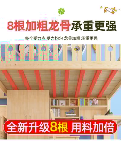 【HoCHEN】圈圈粉白色 松木實木 單人 / 雙人高架床 書桌/ 書櫃 /衣櫃 組合床【禾辰家具】5
