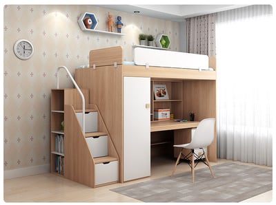 【HoCHEN】舒寢 日式風木紋 高架組合床 書桌 / 衣櫃 /上床下桌 【禾辰家具】6