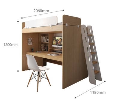 【HoCHEN】舒寢 日式風木紋 高架組合床 書桌 / 衣櫃 /上床下桌 【禾辰家具】10