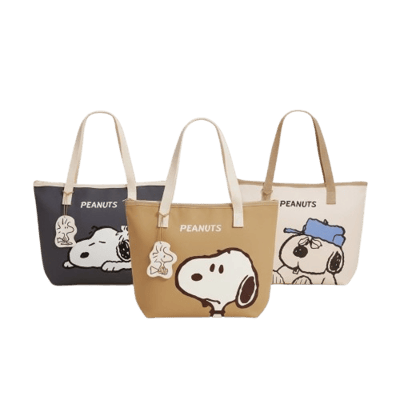 史努比Snoopy 小自在肩背吊飾大保溫袋-杏1