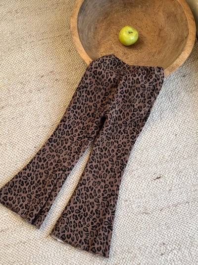 秋冬豹紋加絨喇叭褲2