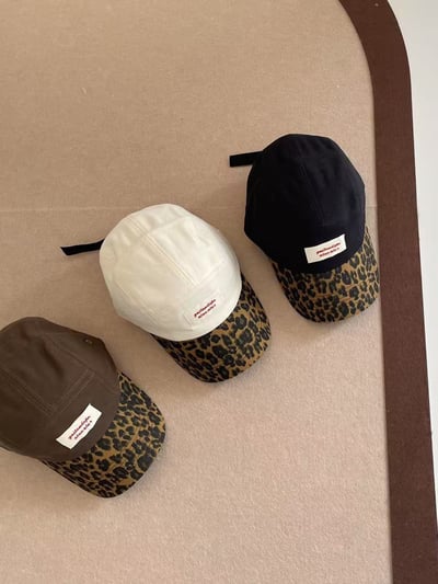 秋季復古豹紋拚色鴨舌帽1