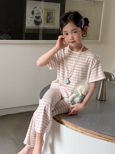 夏季條紋棉質套裝3