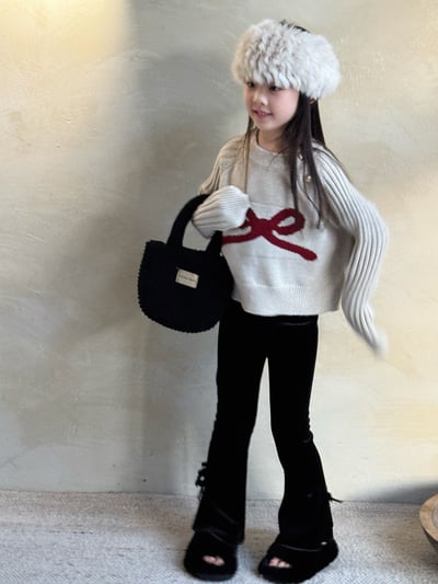 秋冬絲絨蝶結喇叭褲4