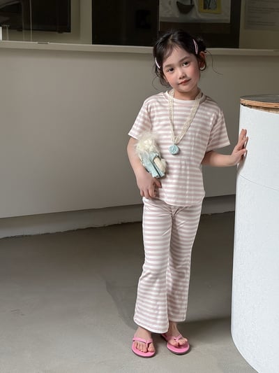夏季條紋棉質套裝10