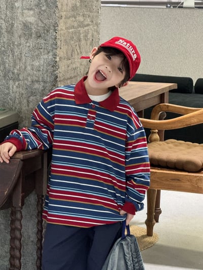 秋季復古條紋POLO衫7