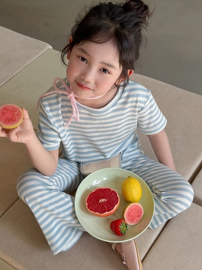 夏季條紋棉質套裝11