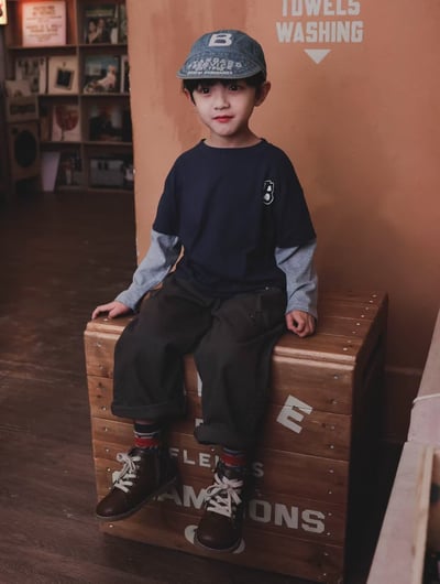 秋季日系假兩件不倒翁上衣4