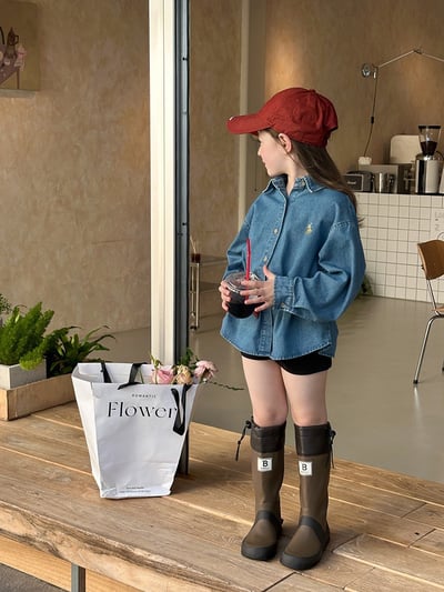 秋季百搭刺繡牛仔襯衫7