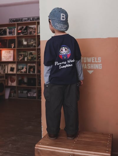 秋季日系假兩件不倒翁上衣2