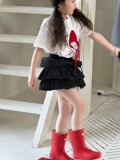 韓系圓點高腰澎澎裙3