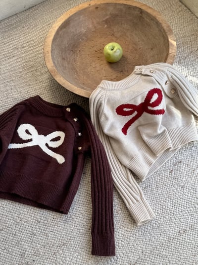 秋冬蝴蝶結針織上衣2