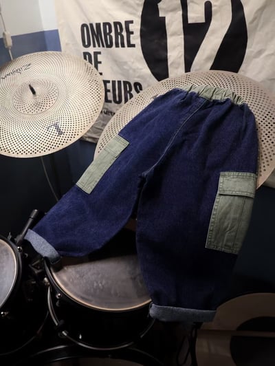 秋季日系撞色口袋牛仔褲4