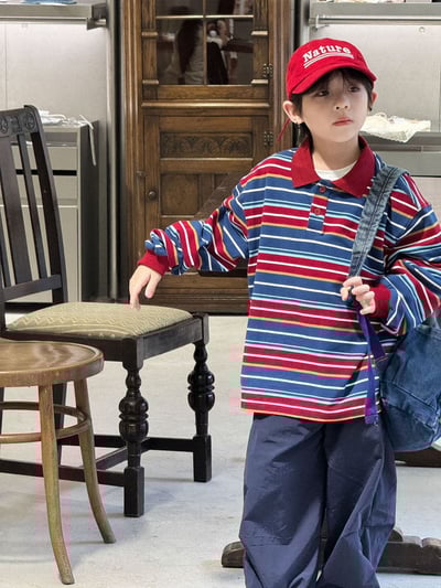 秋季復古條紋POLO衫8