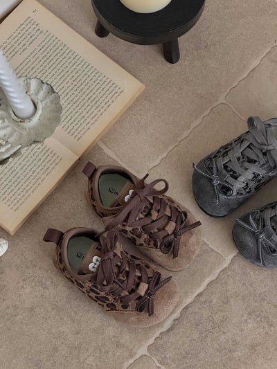 秋季女童豹紋魔鬼氈休閒鞋1