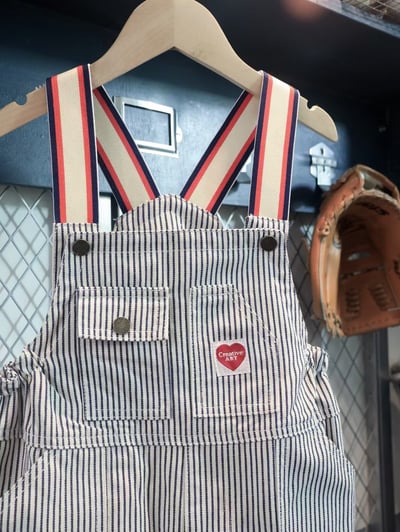秋季日系條紋愛心吊帶褲6