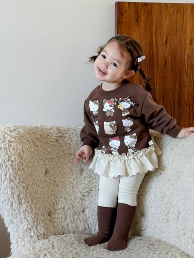 Kitty拼接花邊上衣/內搭褲5