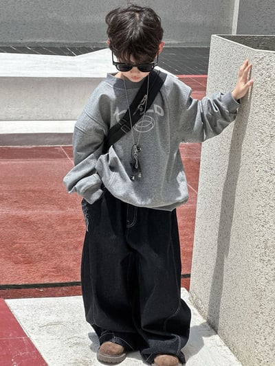 秋季寬鬆百搭牛仔褲1