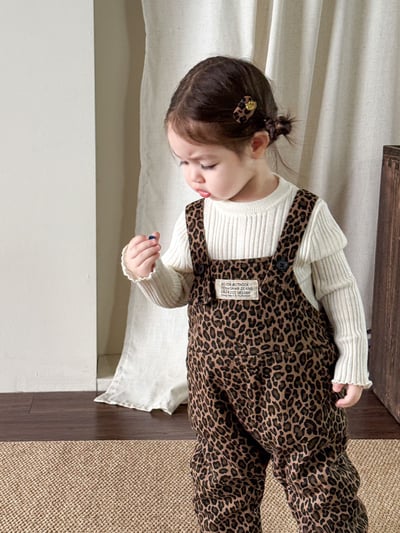 超Q豹紋下開扣吊帶褲4