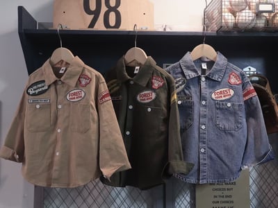 秋季日系字母繡章襯衫4