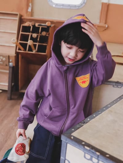 秋季日系繡章連帽外套11