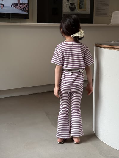 夏季條紋棉質套裝8