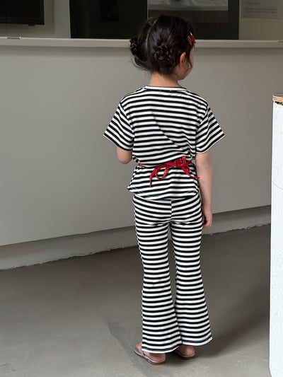 夏季條紋棉質套裝9