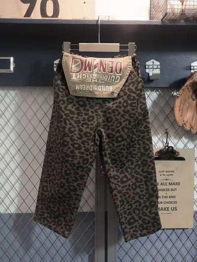 秋季日系豹紋吊帶褲11