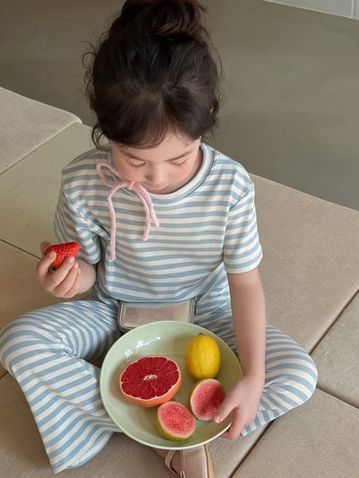夏季條紋棉質套裝4