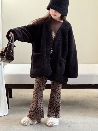 秋冬豹紋加絨喇叭褲3