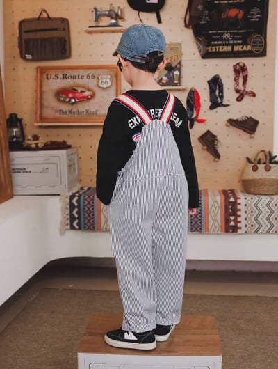 秋季日系條紋愛心吊帶褲9