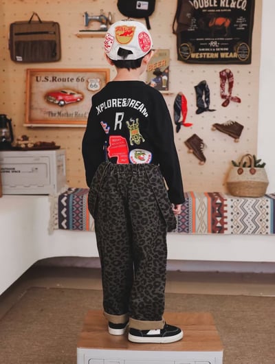 秋季日系豹紋吊帶褲4