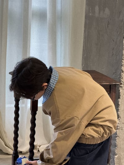 秋季拼接格紋外套2