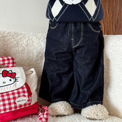 Kitty菱格針織馬甲/牛仔褲2