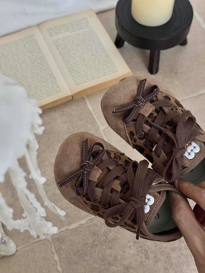 秋季女童豹紋魔鬼氈休閒鞋10