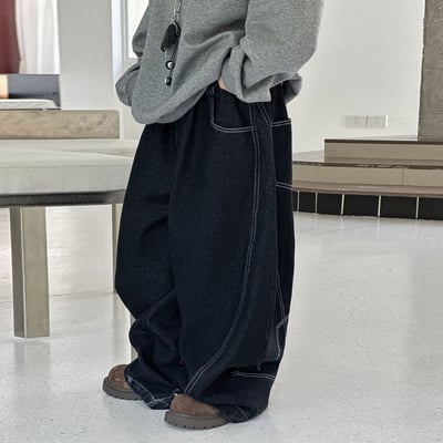 秋季寬鬆百搭牛仔褲7