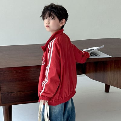 秋季百搭紅色衝鋒外套9