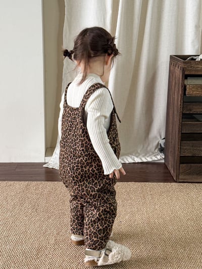 超Q豹紋下開扣吊帶褲3