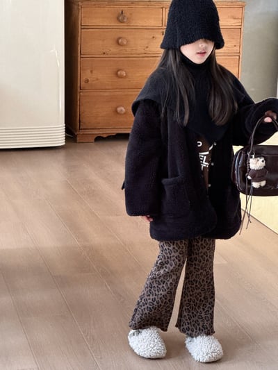 秋冬豹紋加絨喇叭褲6