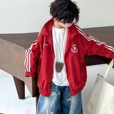秋季百搭紅色衝鋒外套8