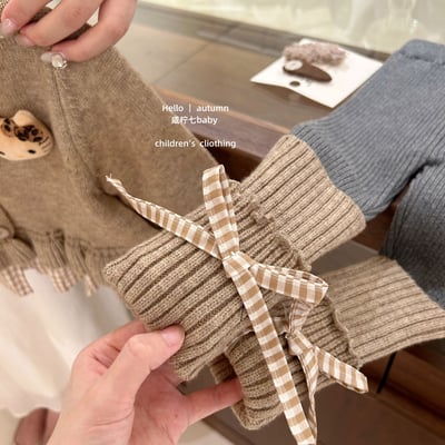 秋冬奶咖色蝴蝶結套裝5