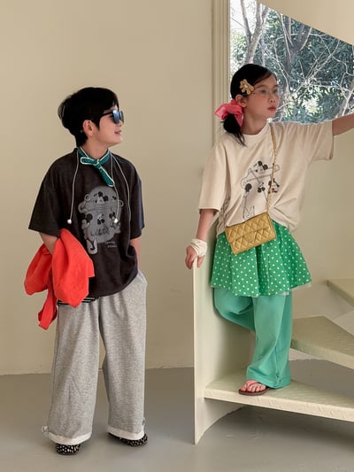 韓系男女童百搭休閒寬褲(七色)2