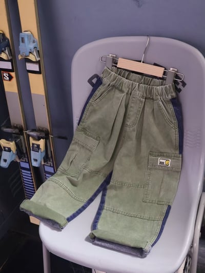 秋季日系撞色口袋牛仔褲3