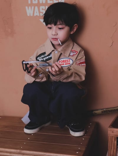 秋季日系字母繡章襯衫8