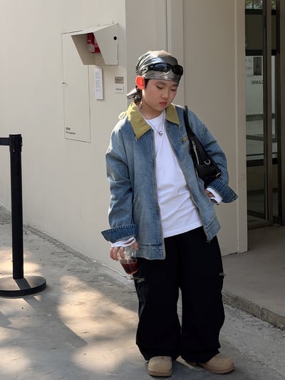 韓系重工百搭牛仔外套1