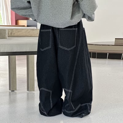 秋季寬鬆百搭牛仔褲5