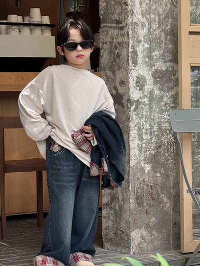 秋季純色棉質圓領上衣5