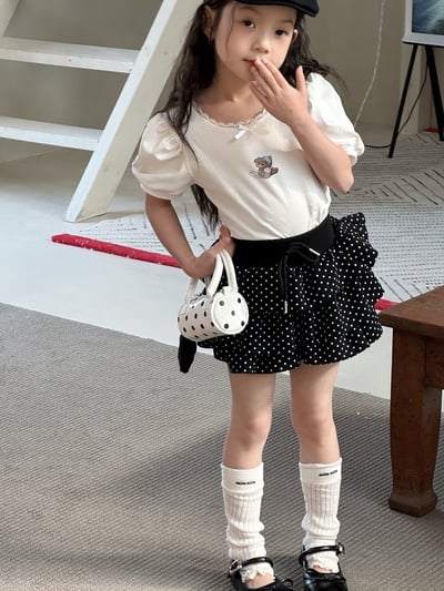 韓系圓點高腰澎澎裙6
